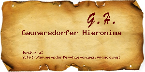 Gaunersdorfer Hieronima névjegykártya